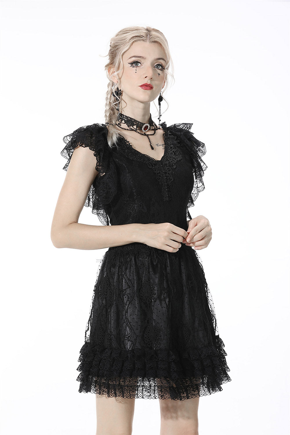 dark lolita short sleeve ruffle blouse