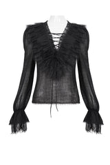ruffled lace long sleeve billowed top