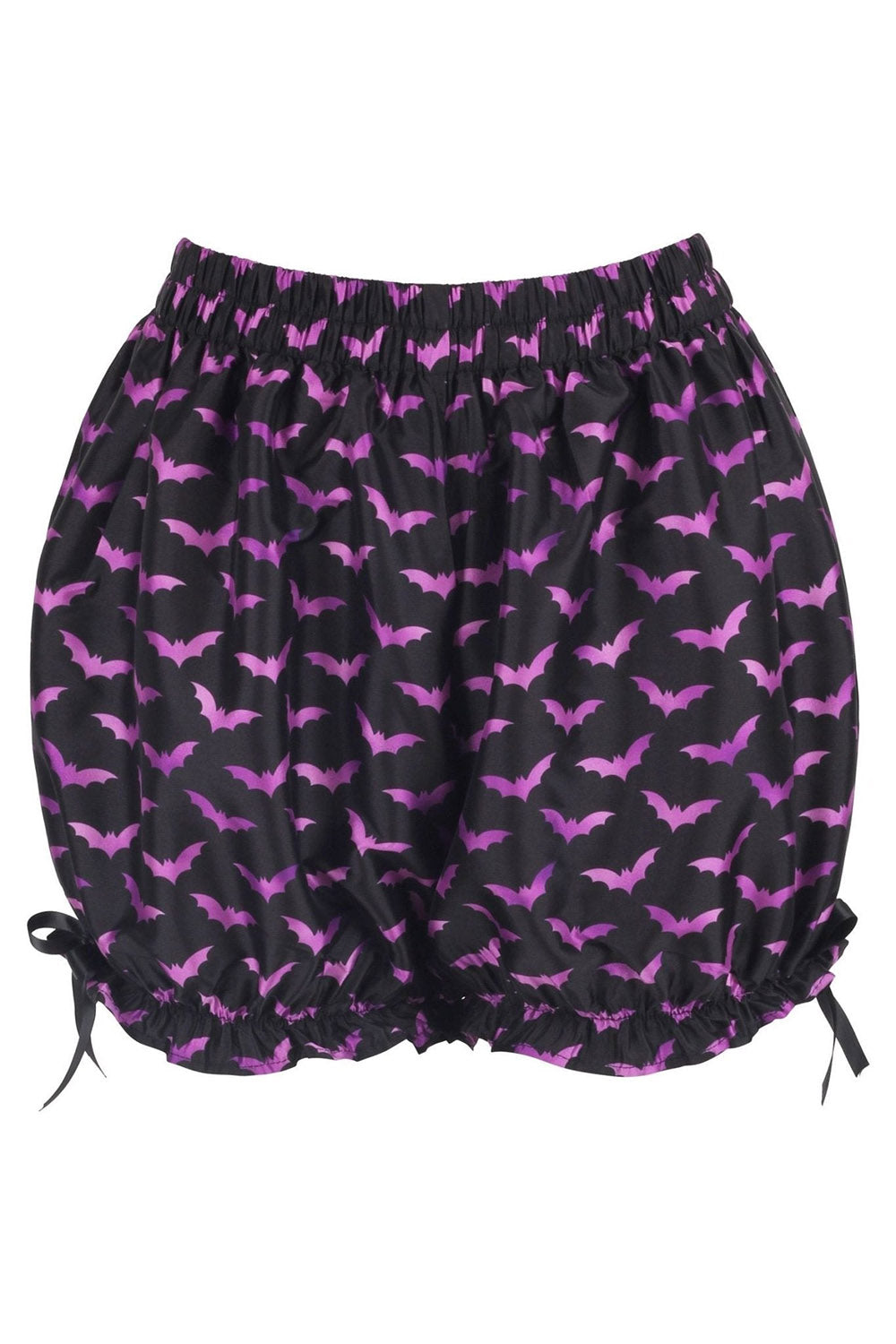 womens purple and black bat pattern bloomer shorts