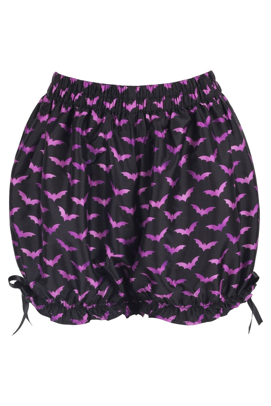 womens purple and black bat pattern bloomer shorts