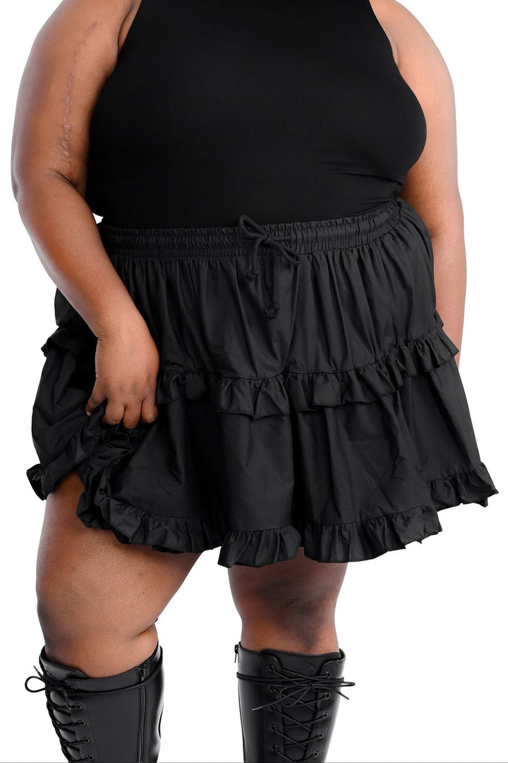 high waisted  ruffle mini skirt