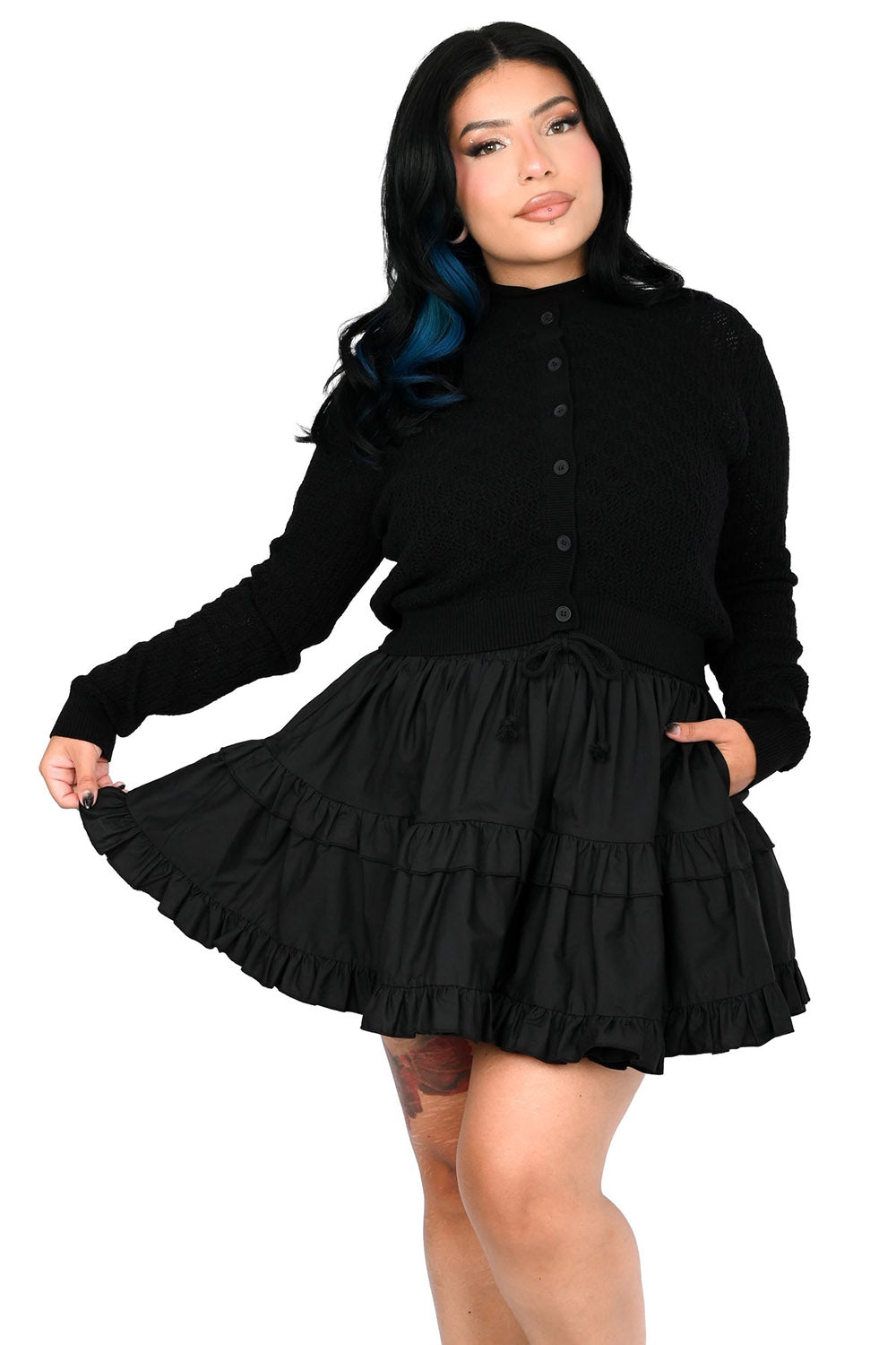 foxblood ruffle mini skirt