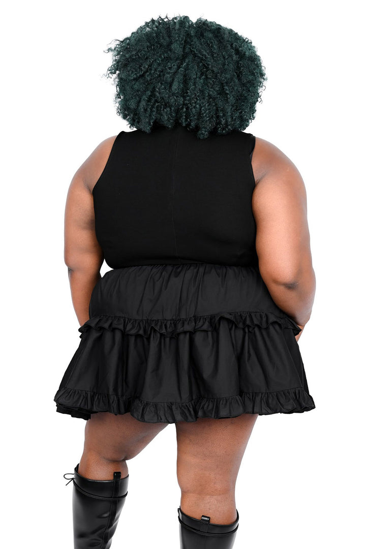 plus size high waisted  ruffle mini skirt