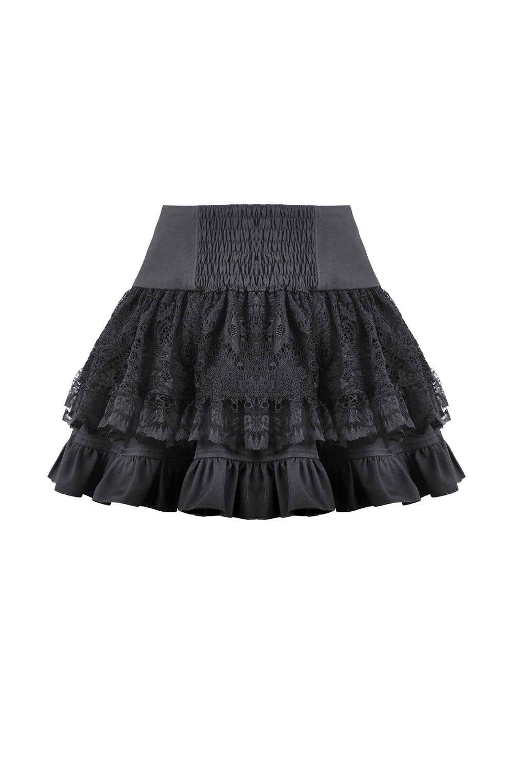 Cute womens black mini skirt with cinched waist for flattering fit