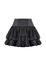 Cute womens black mini skirt with cinched waist for flattering fit