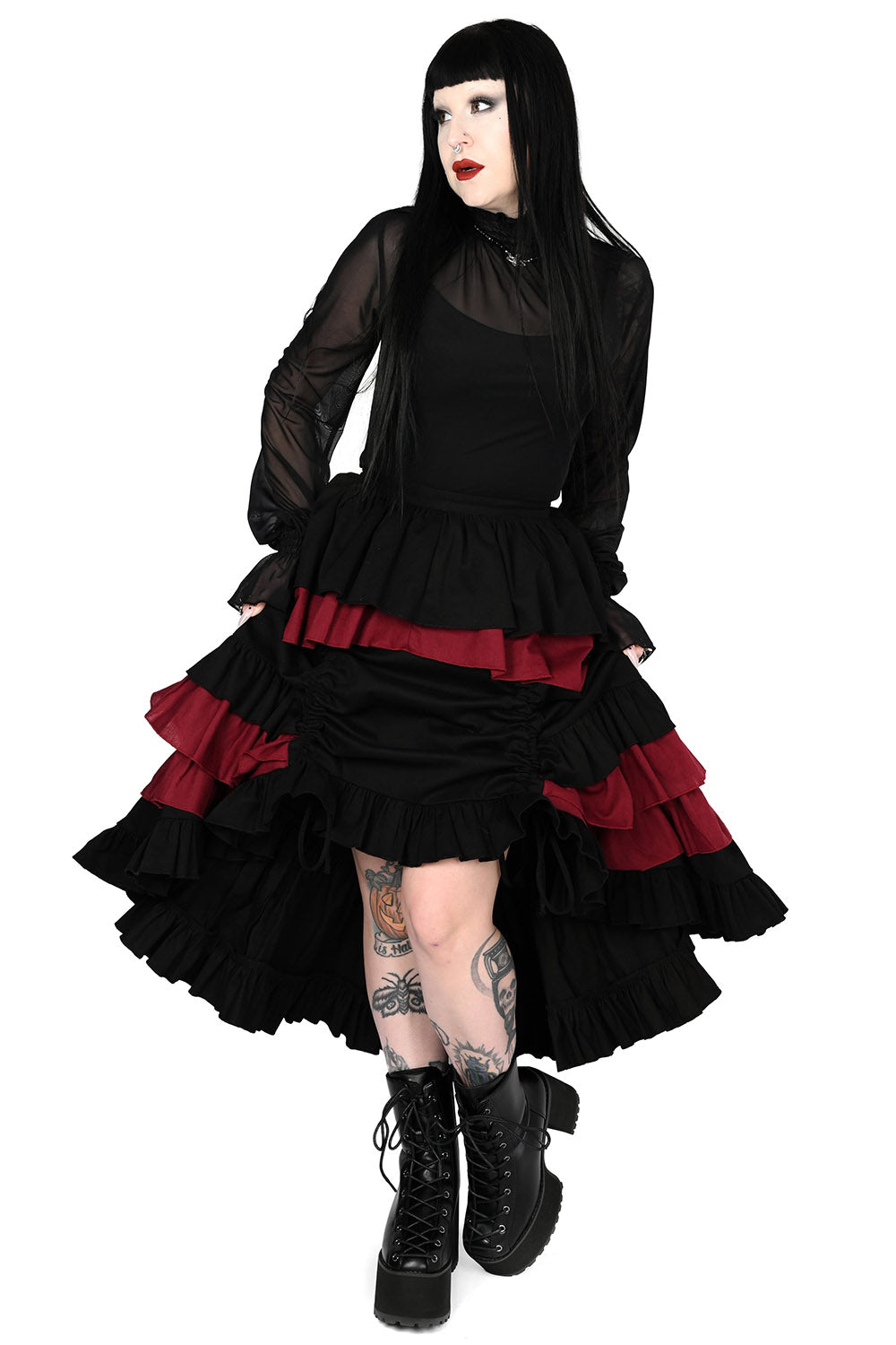 ruffled whimsical customizable skirt with tunneling 