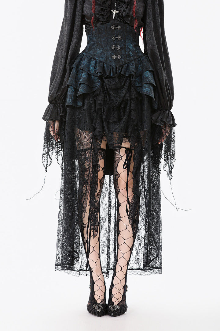 womens long ruffled corset skirt