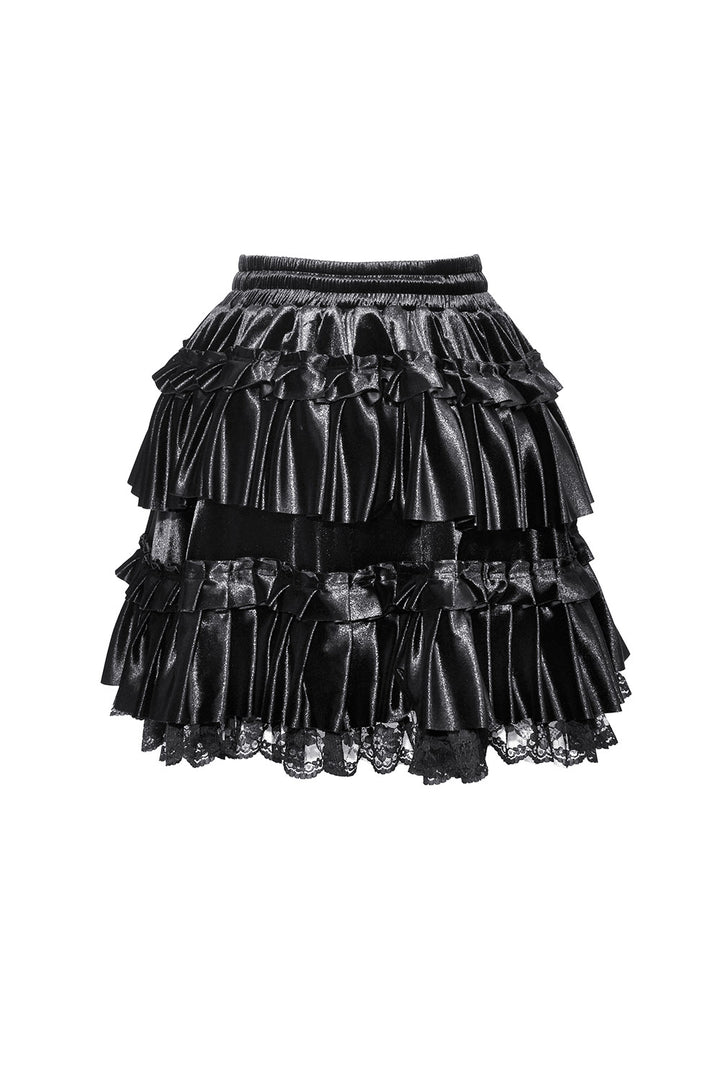 tiered lace mini skirt