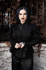 long sleeve puff shoulder gothic blouse