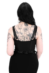 womens ruffled twill gothic black corset