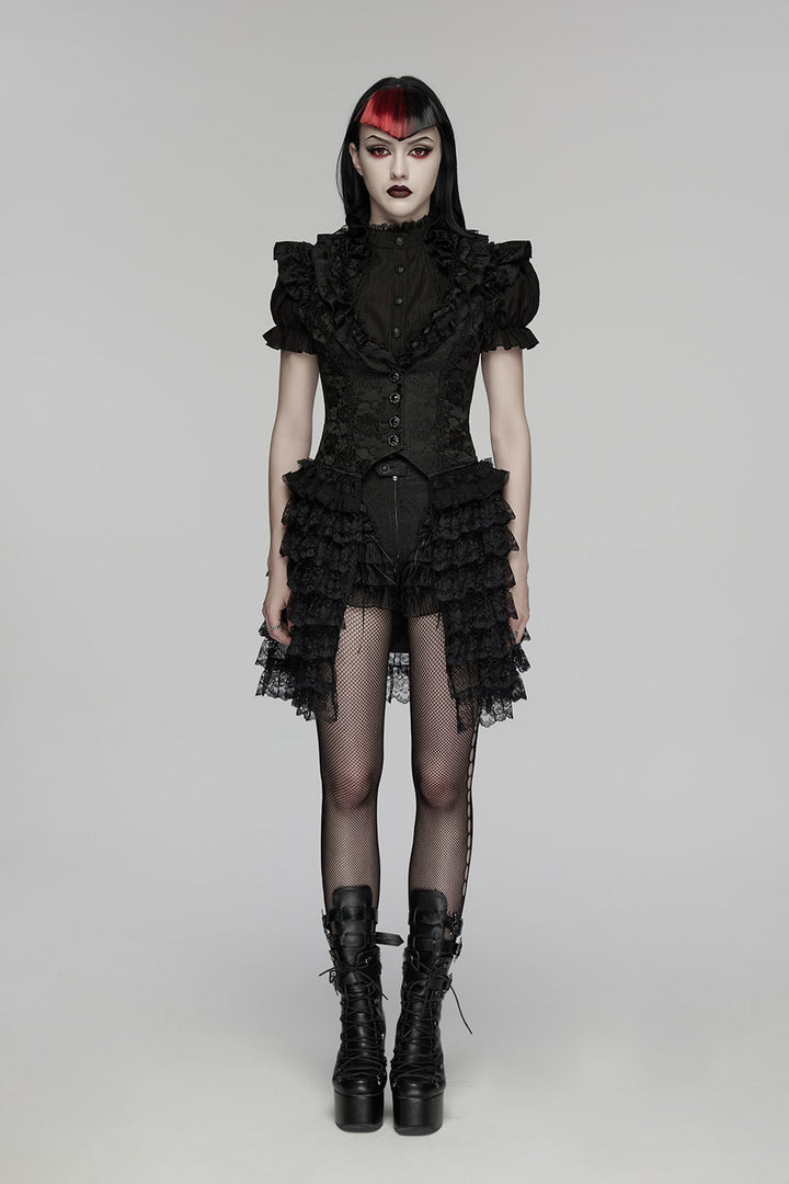 womens long ruffled vest