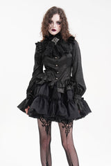 layered hem puffed sleeve ruffled lace long sleeve Victorian shirt