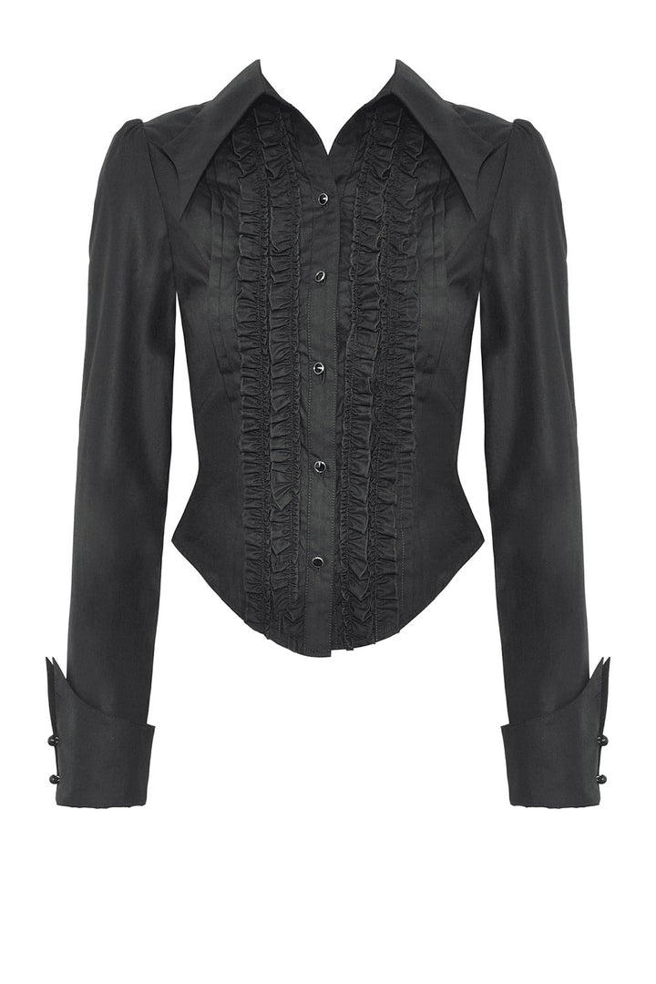 Black Victorian-style blouse on a white background