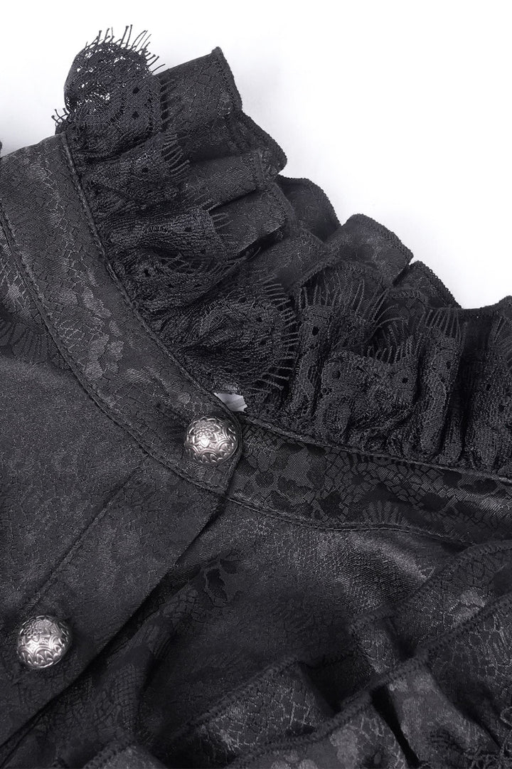 womens lace puffed sleeve ruffled black long sleeve Victorian shirt