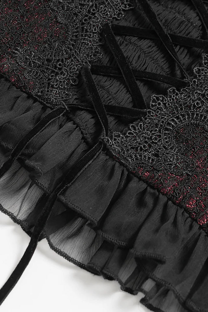 romantic lace-up vampire goth top by devil fashion for women