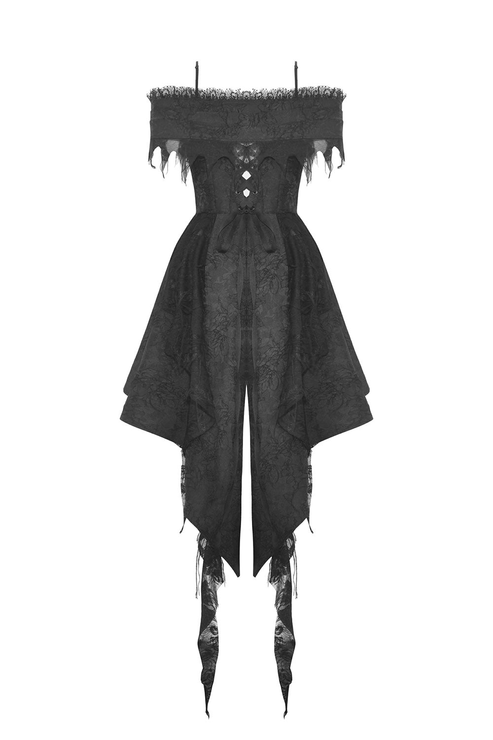 Mischief Maker Tattered Off Shoulder Dress