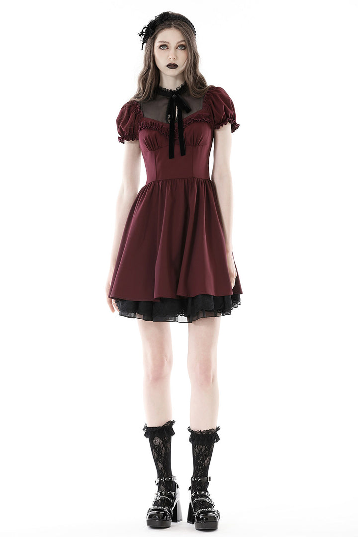 Crimson Blood Puffed Sleeve Dress