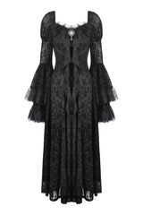 ruffled womens long sleeve black dress