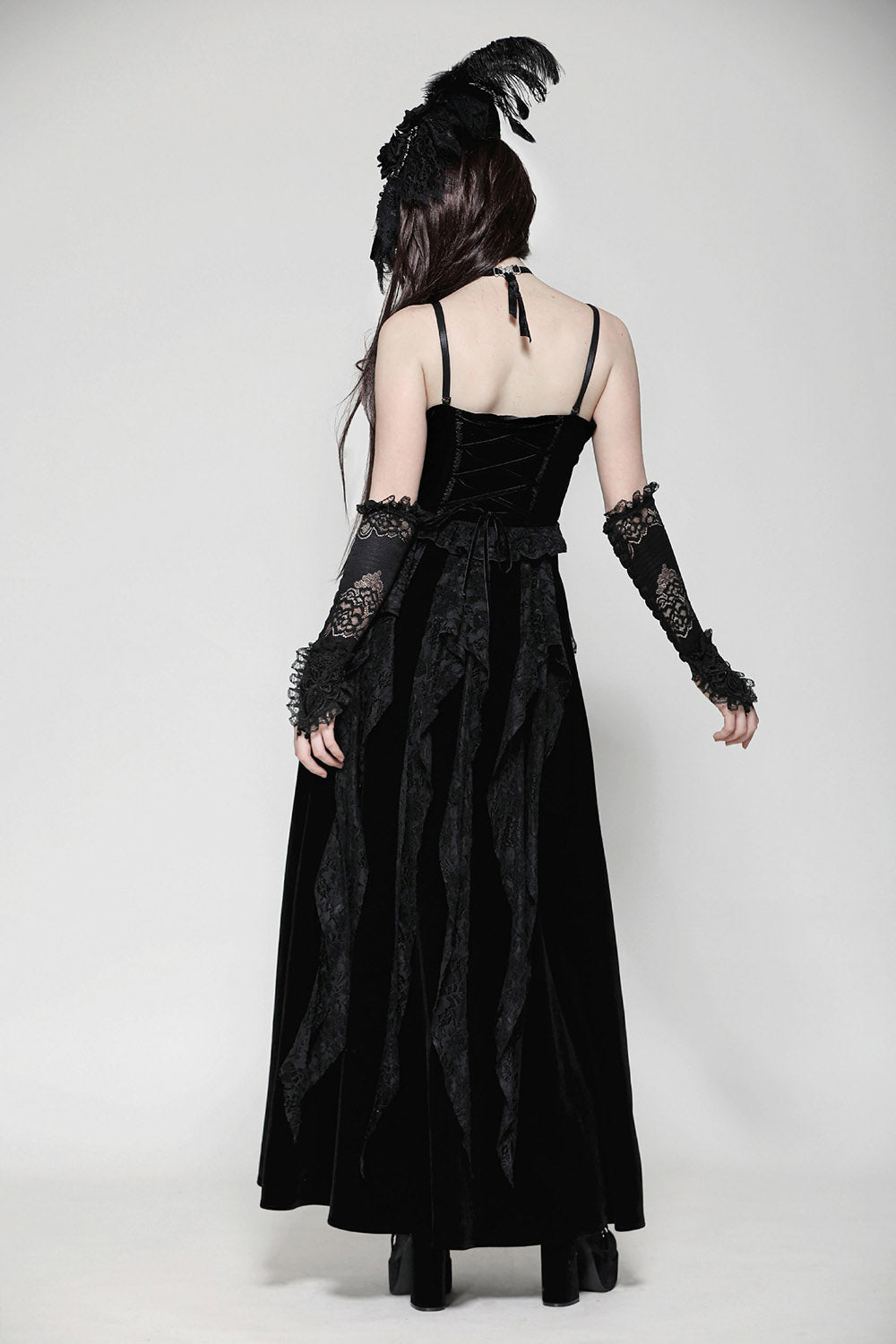 womens tattered lace gown