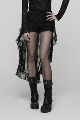 gothic shorts with attached ruffle skirt