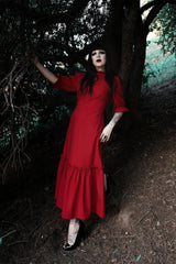 high neck red lively ghosts dress