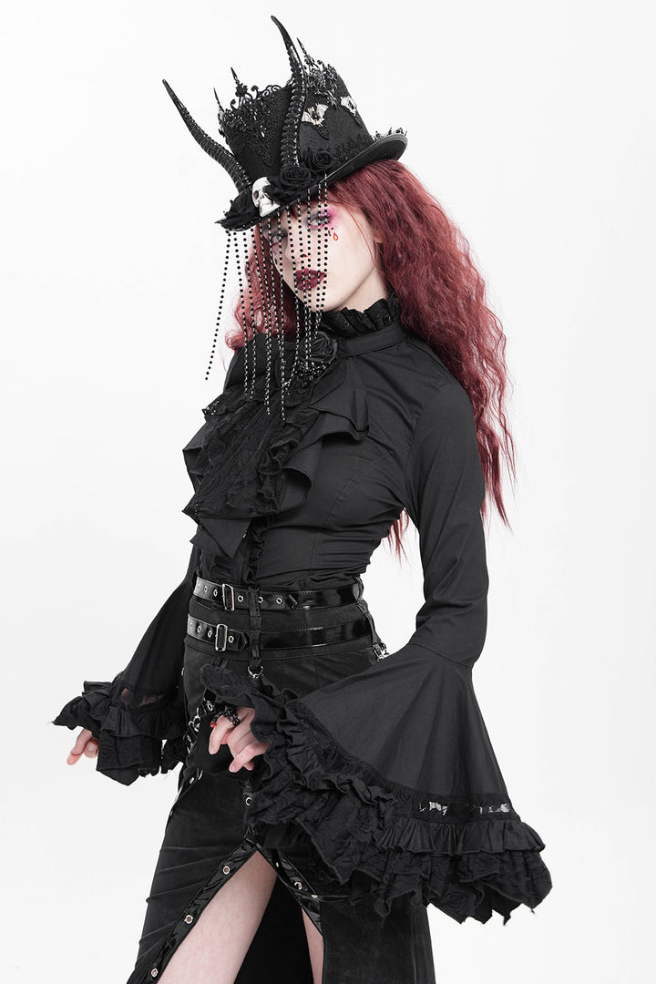 ruffled womens witchy tattered top