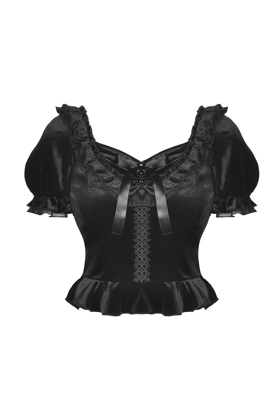 ruffled hem short sleeve shirt