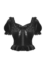 ruffled hem short sleeve shirt