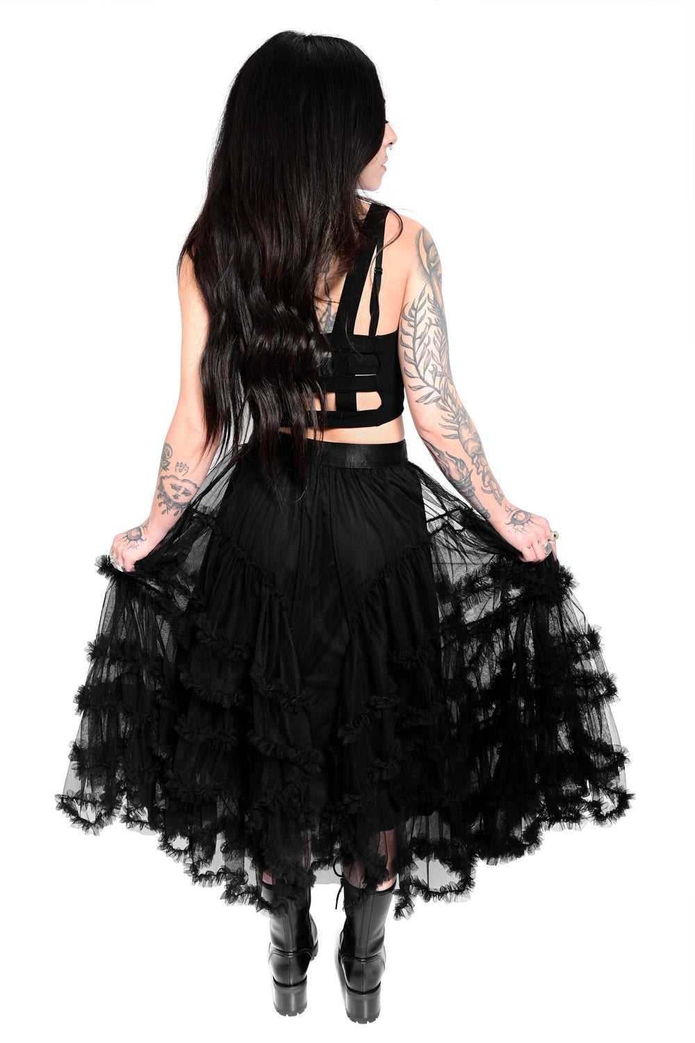 womens tulle goth ruffle skirt