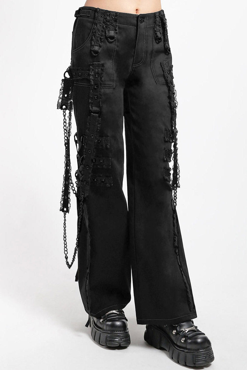 black cotton gothic streetwear pants
