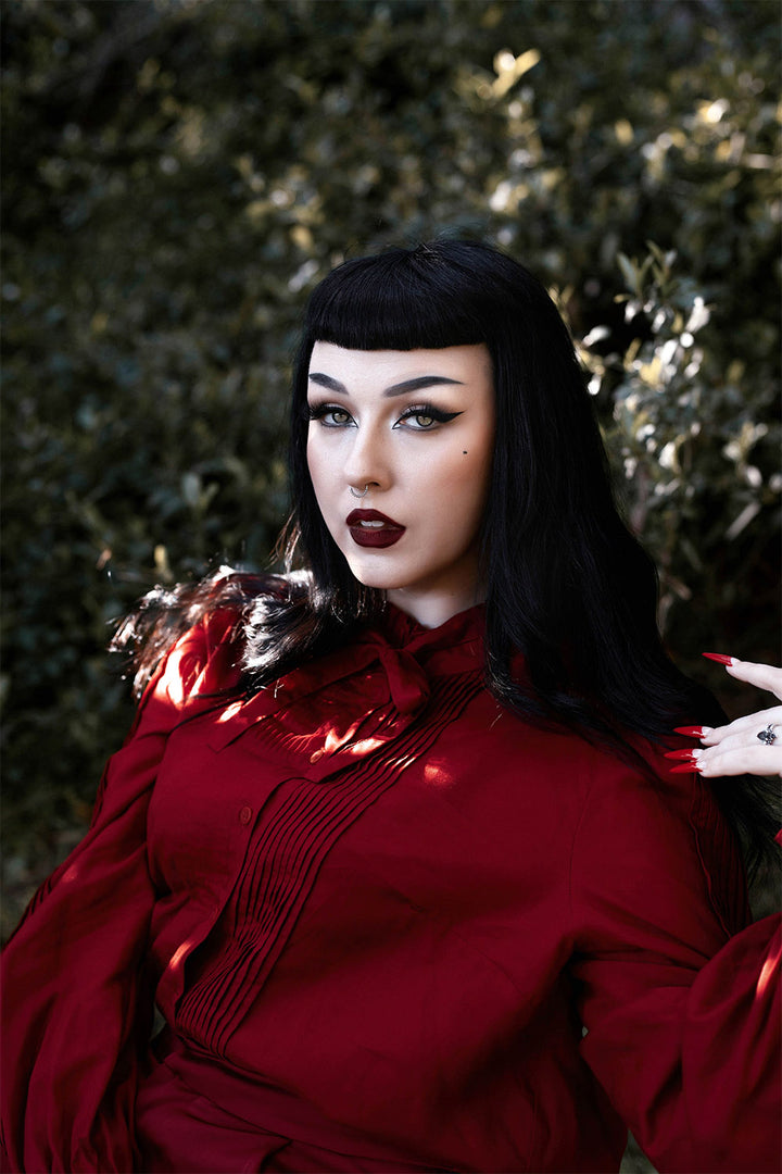 ruffled high neckline collar victorian top 