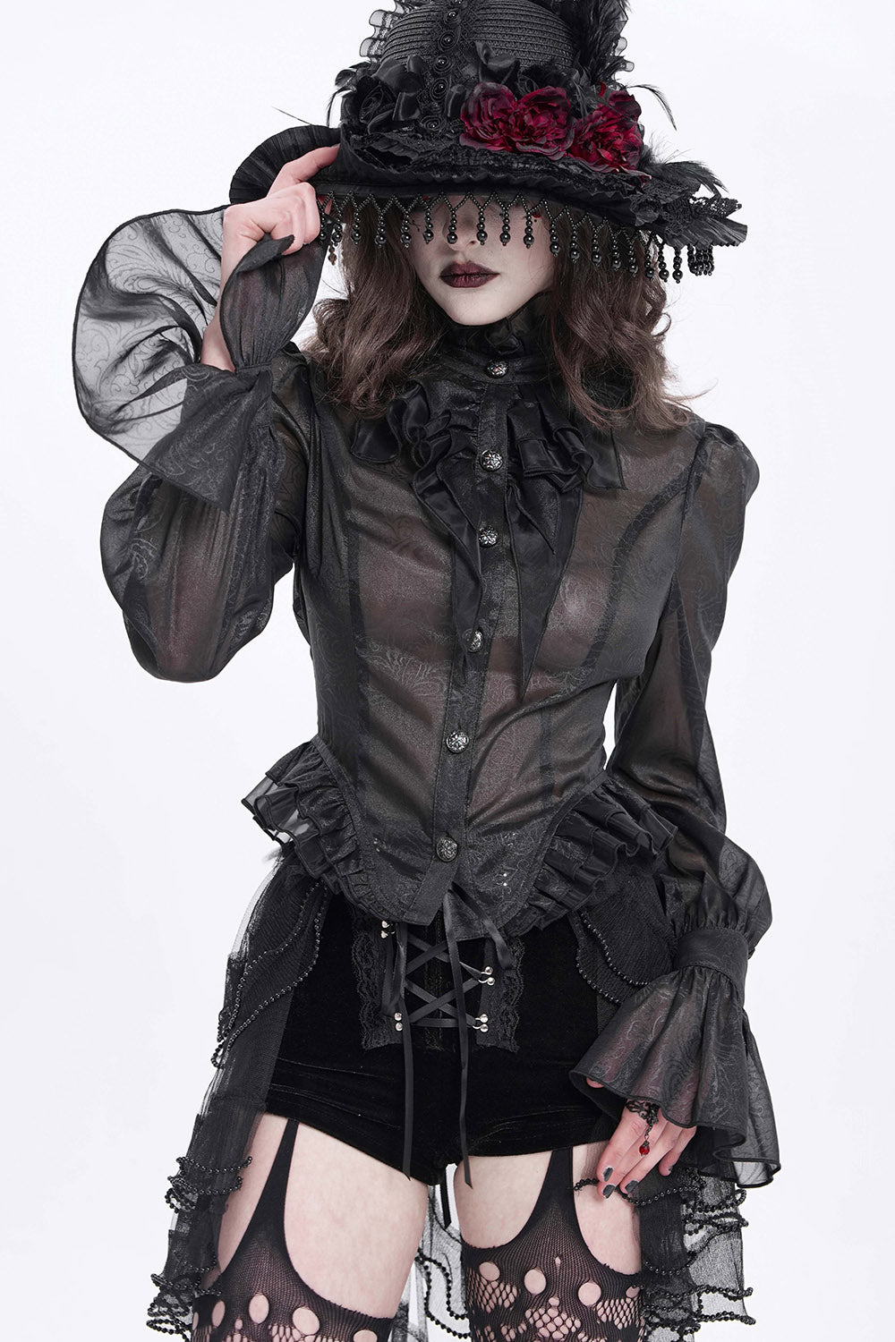 womens mesh gothic undershirt for layering 