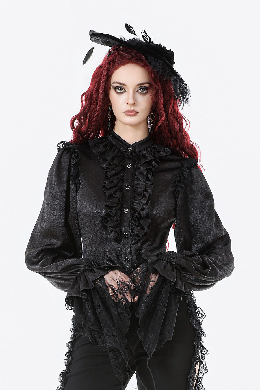 ruffled long sleeve shirt