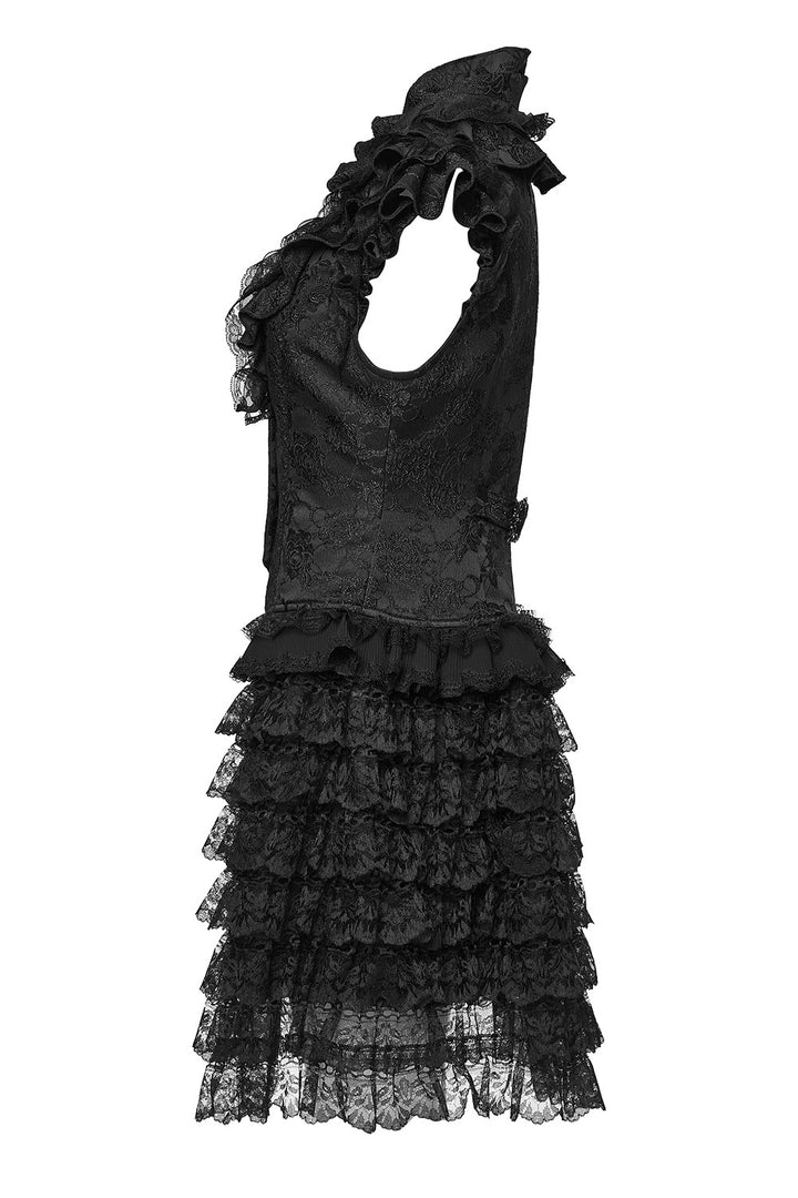 long ruffled vest with lace hem 
