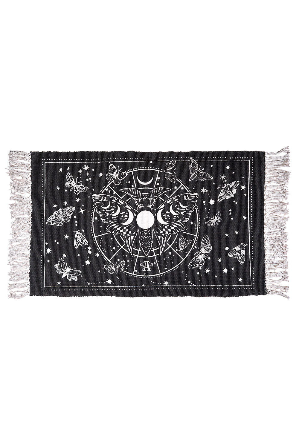Lunar moth woven accent rug from Alchemy