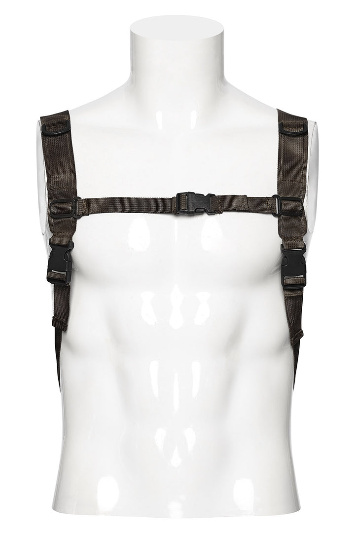 studded brown post apocalyptic backpack 