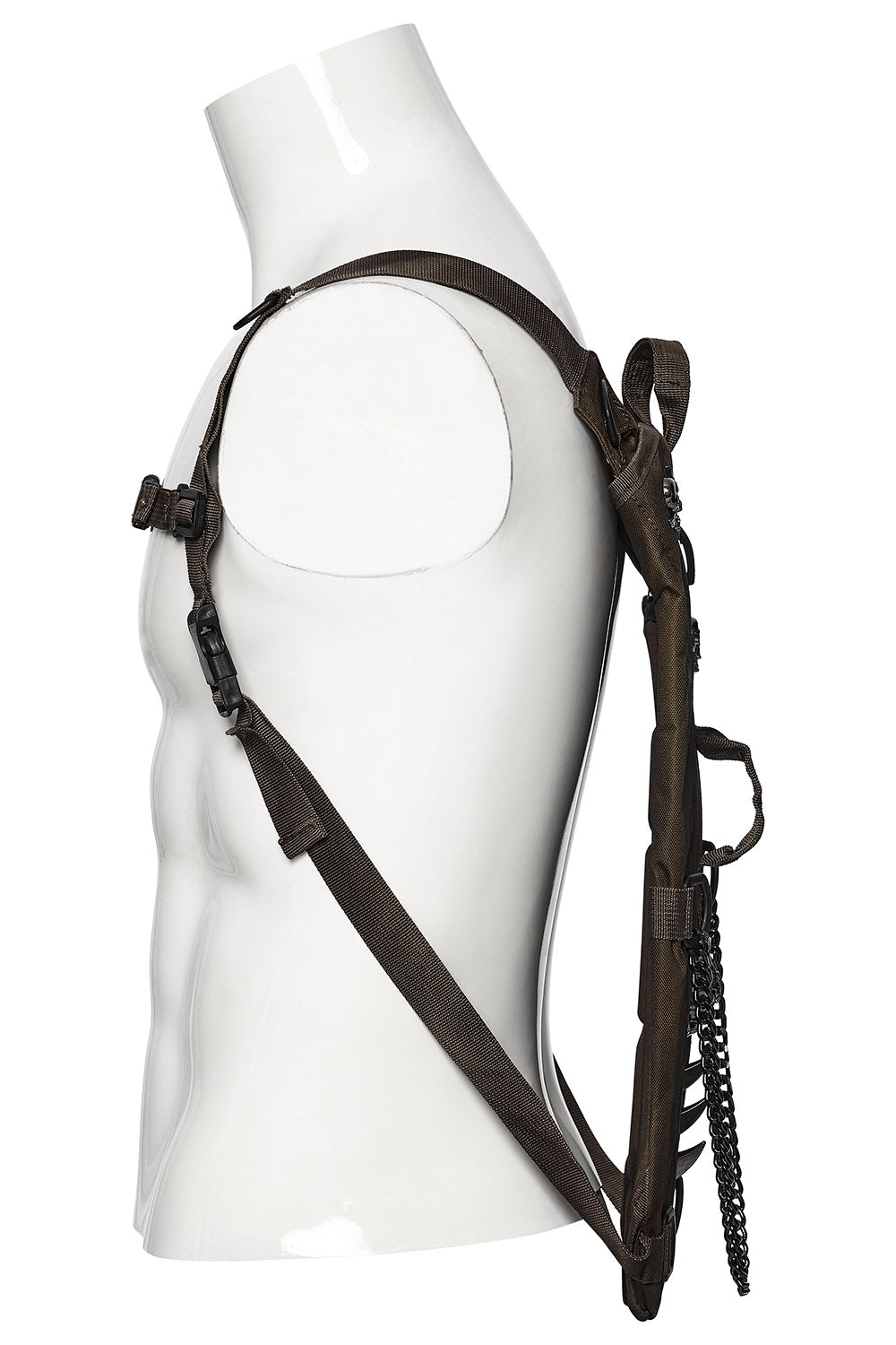 buckled brown post apocalyptic backpack 