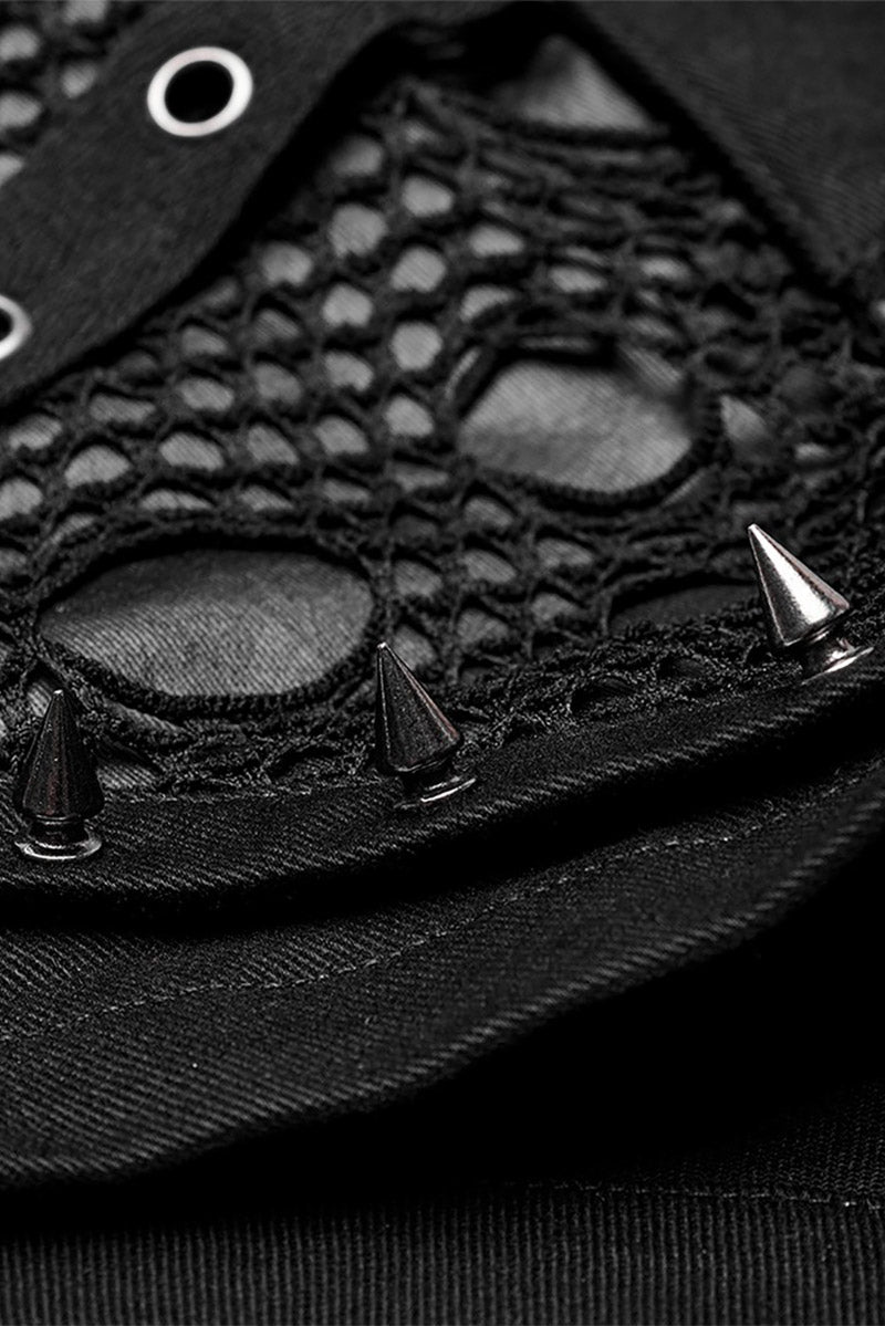 vegan leather grunge goth spiked shorts 