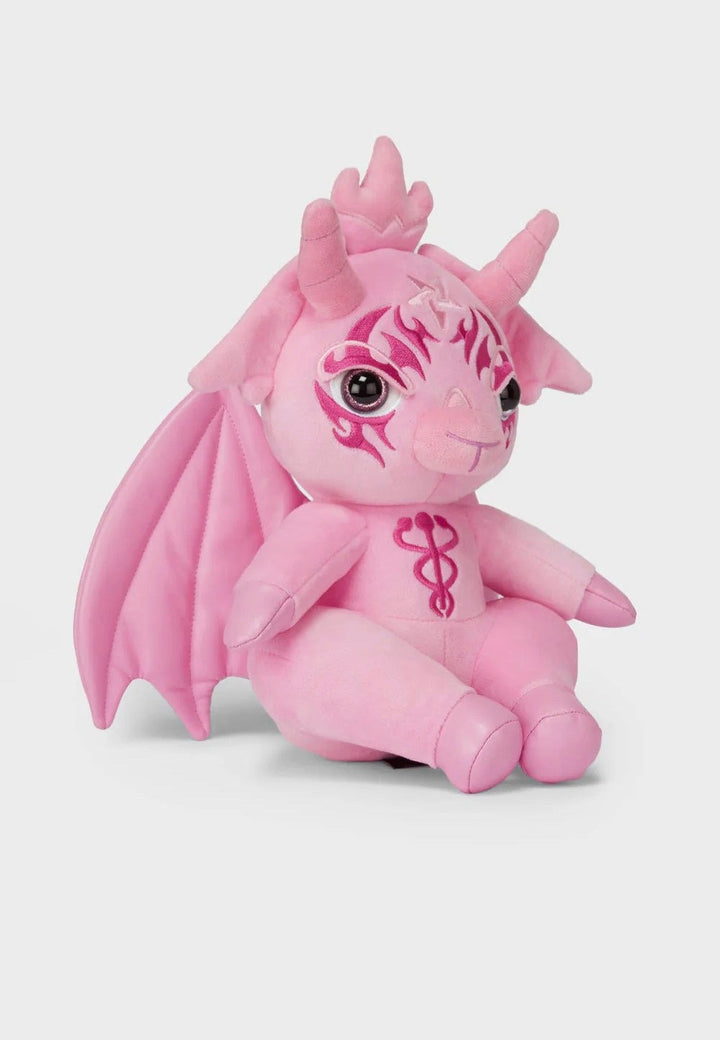 Pink dragon plush toy on a white background by kreepture