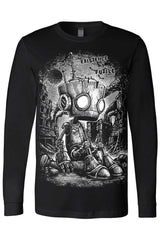 black cotton long sleeve emo novelty robot shirt