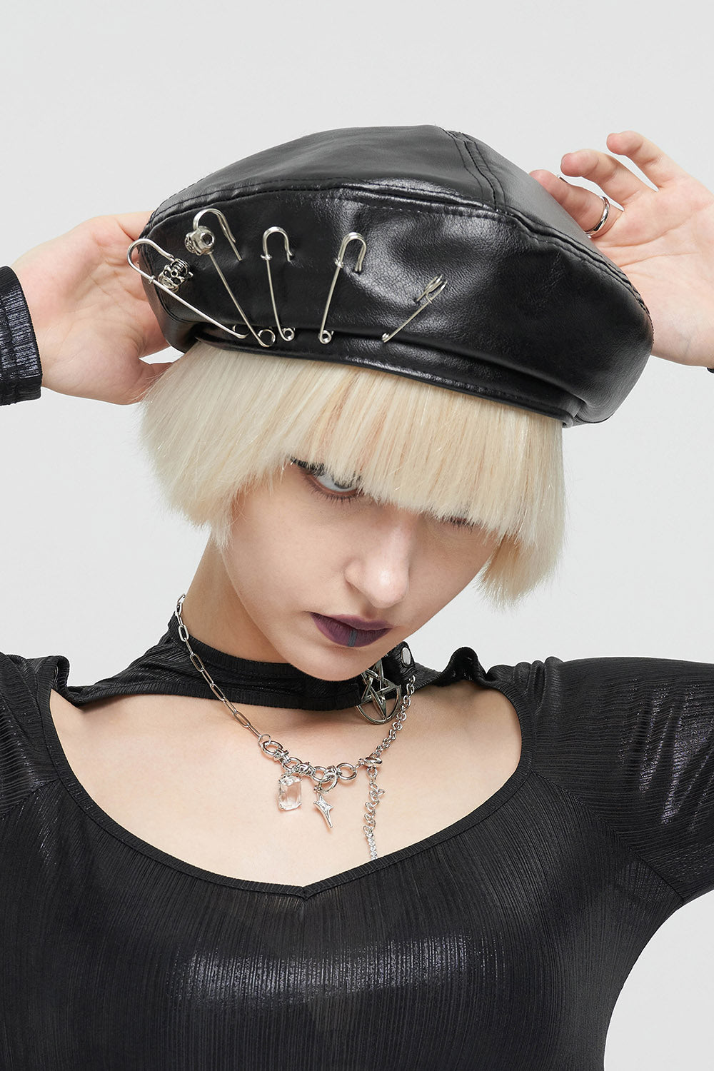 Punk Leather Beret