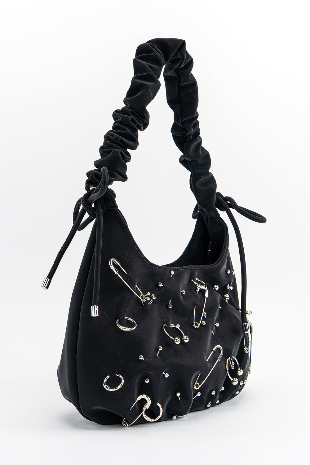 grunge black punk shoulder bag with piercings