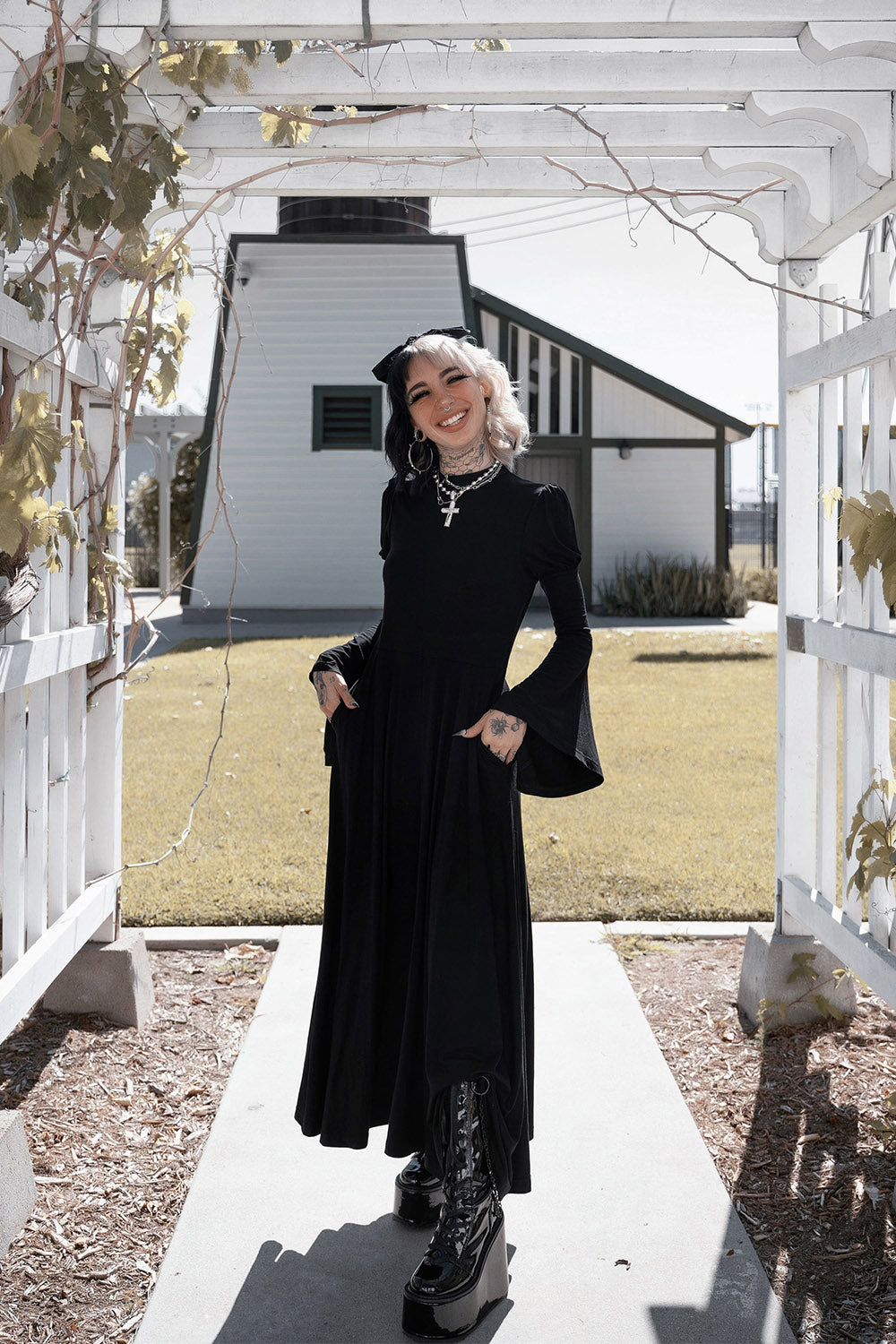 long black boho goth dress