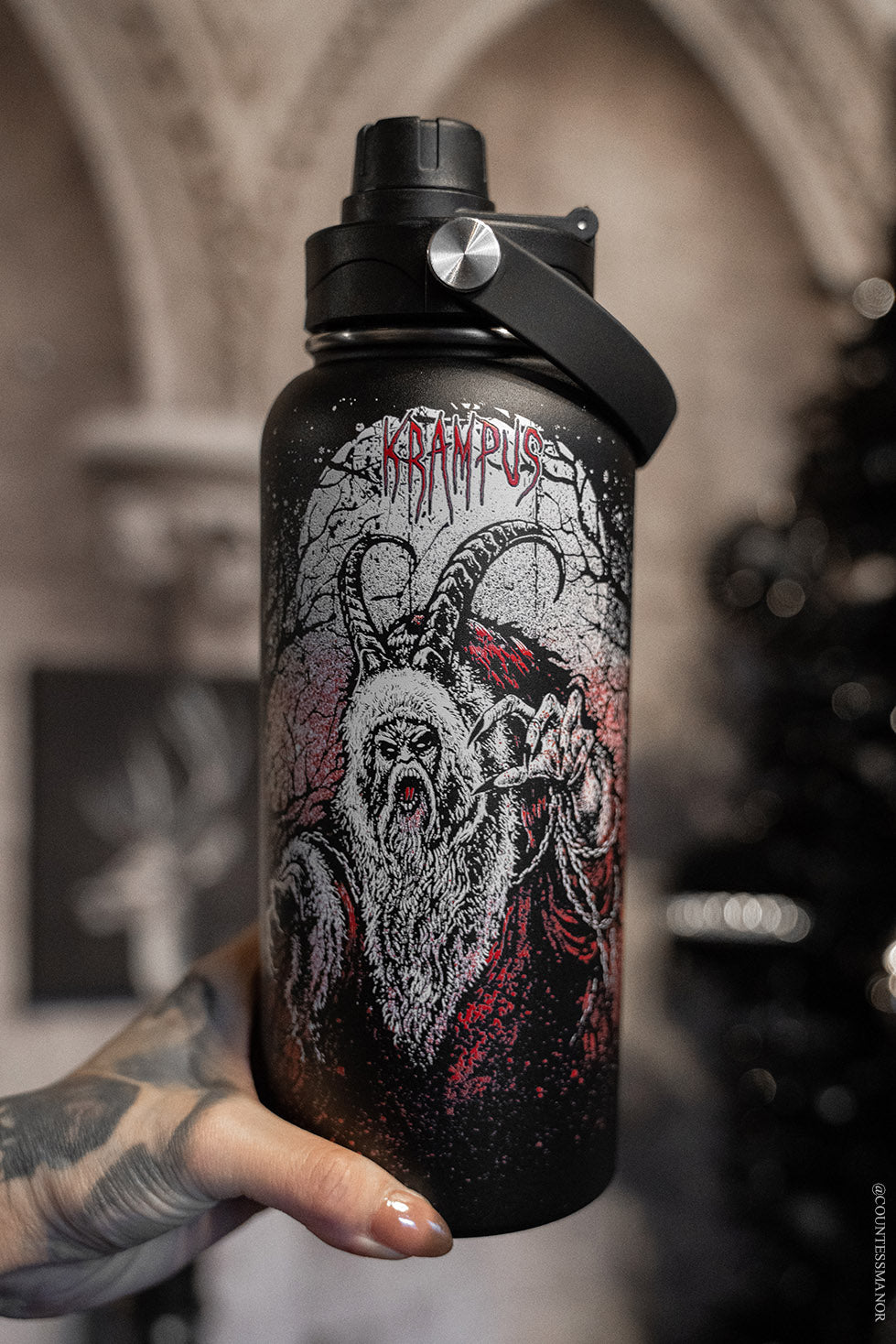 stainless steel krampus xmas water bottle