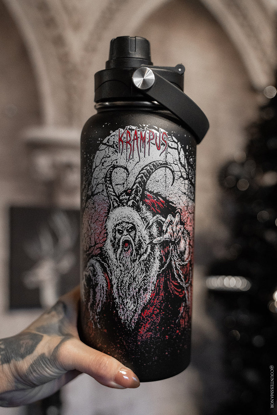 stainless steel krampus xmas water bottle