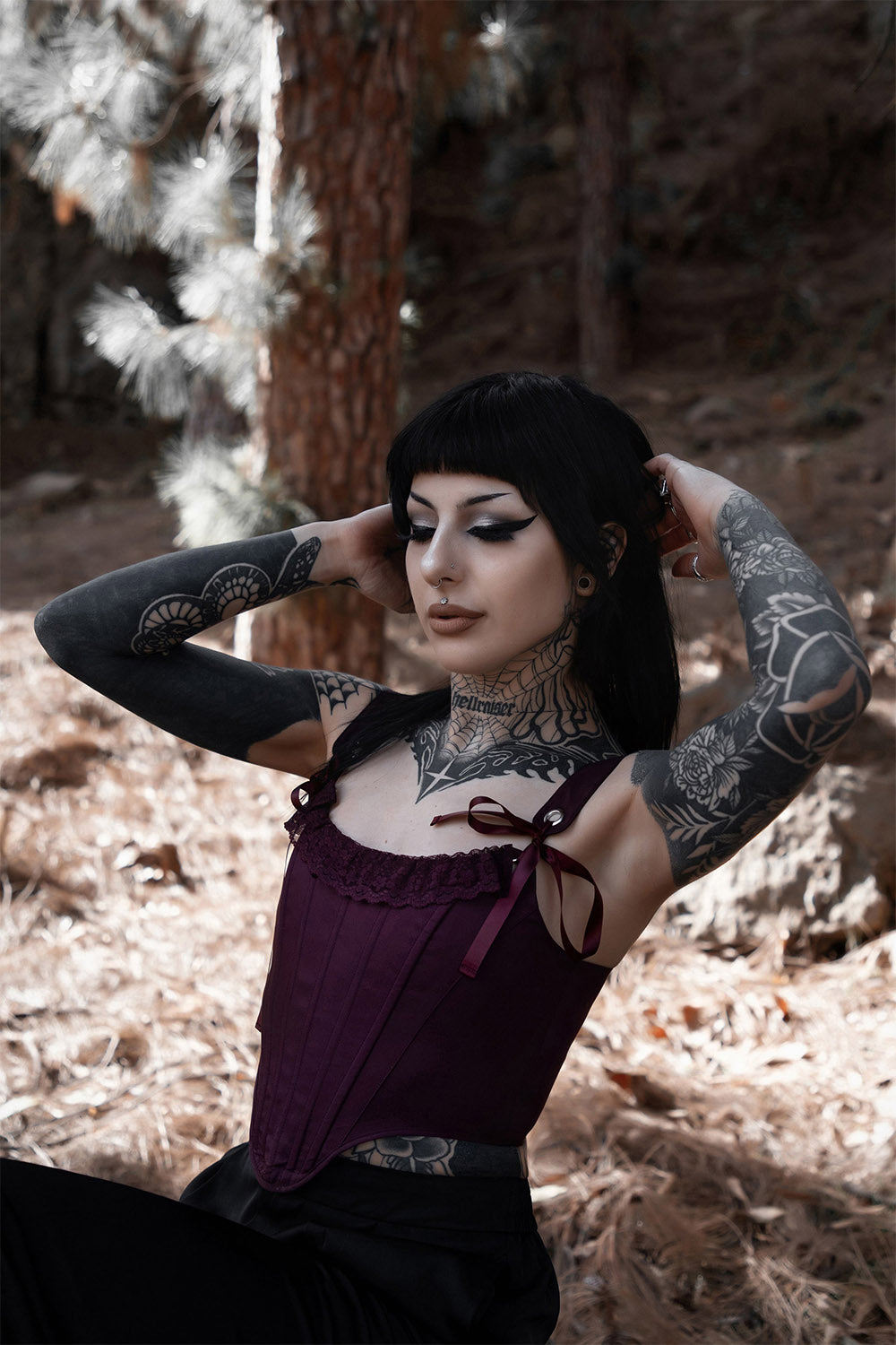 lively ghosts ruffled corset top