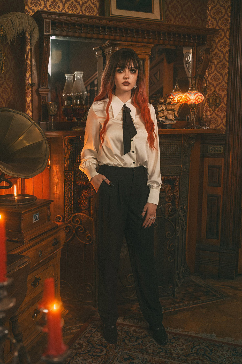 pointed vampire collar blouse by lively ghosts 