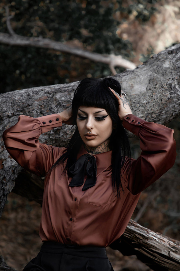 womens dusty pink satin top 