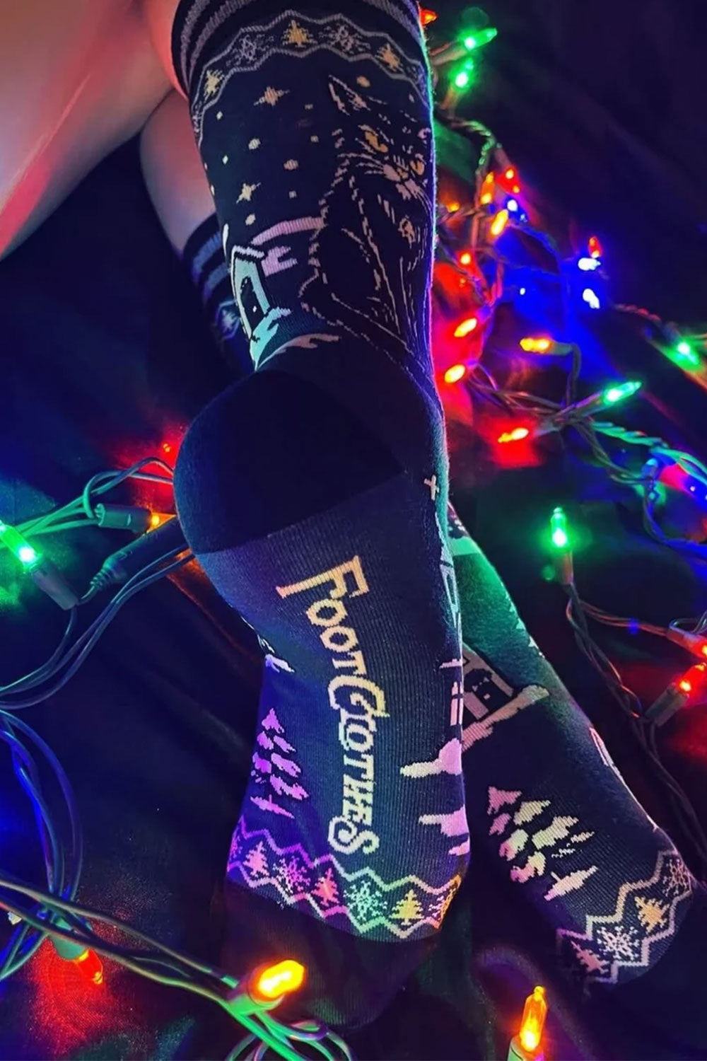Foot Clothes branded holiday yule cat crew socks
