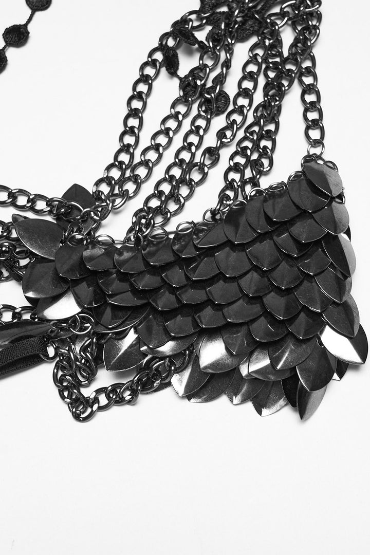 chainmail harness ith draped chains